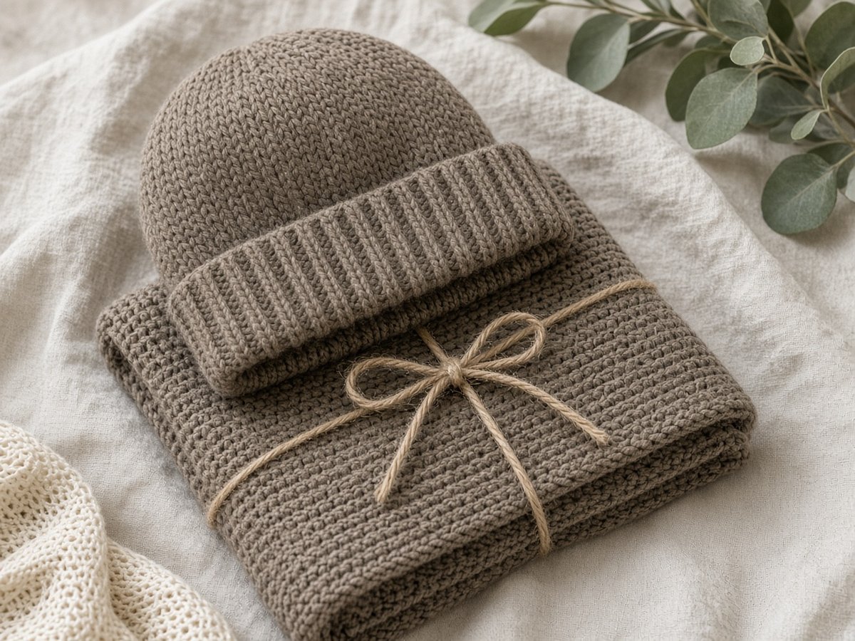 Gift-ready knit beanie and scarf