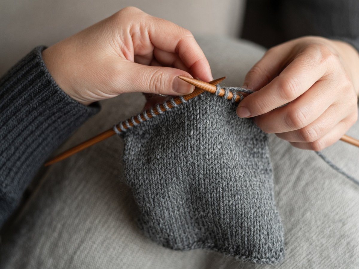 Casting on stitches with wooden needles